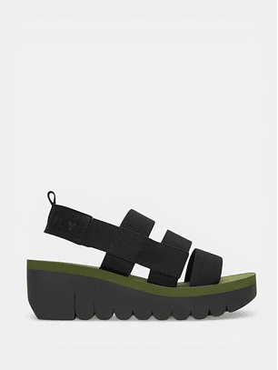 Sandália de Cunha YERE Preto - Fly London