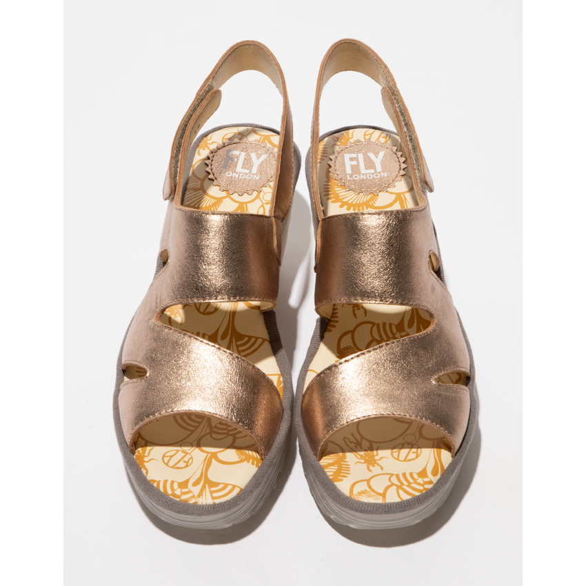 Sandália de Cunha YAAD Rosa Gold - Fly London  2