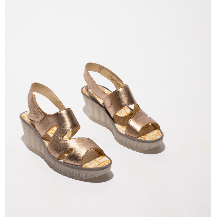 Sandália de Cunha YAAD Rosa Gold - Fly London  3