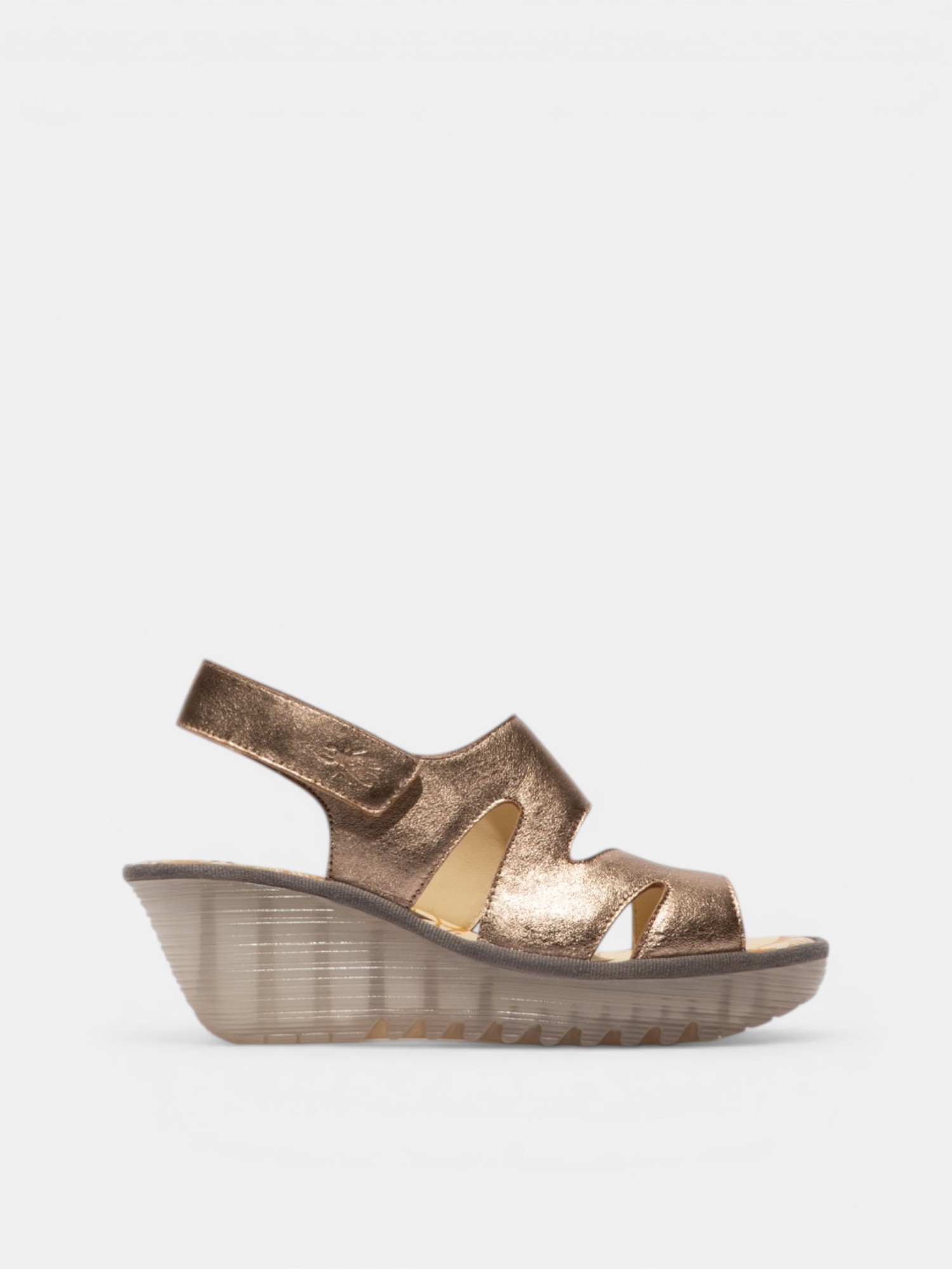 Sandália de Cunha YAAD Rosa Gold - Fly London  1