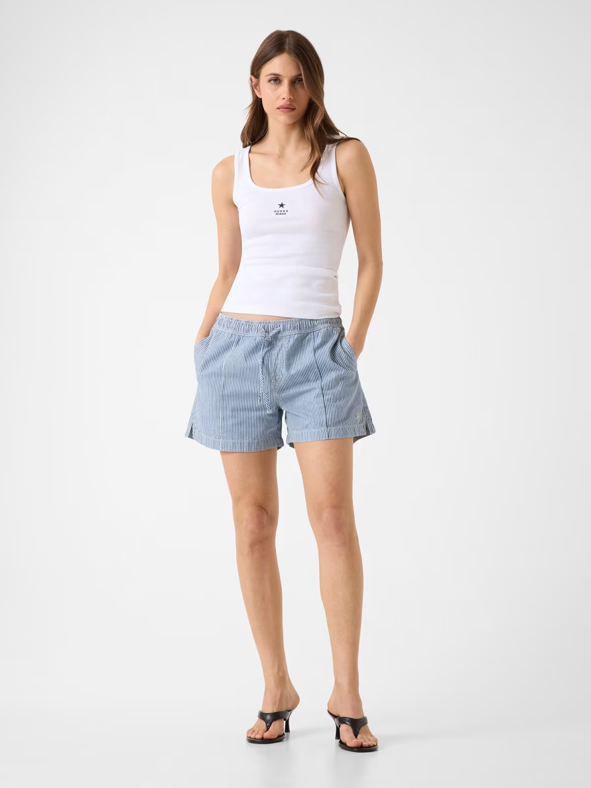 Calções de Riscas Branco e Azul - Guess Jeans 2