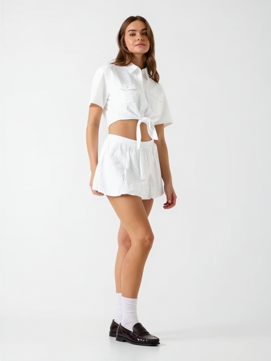 Mini Saia Bordado Inglês Branco - Guess Jeans 3