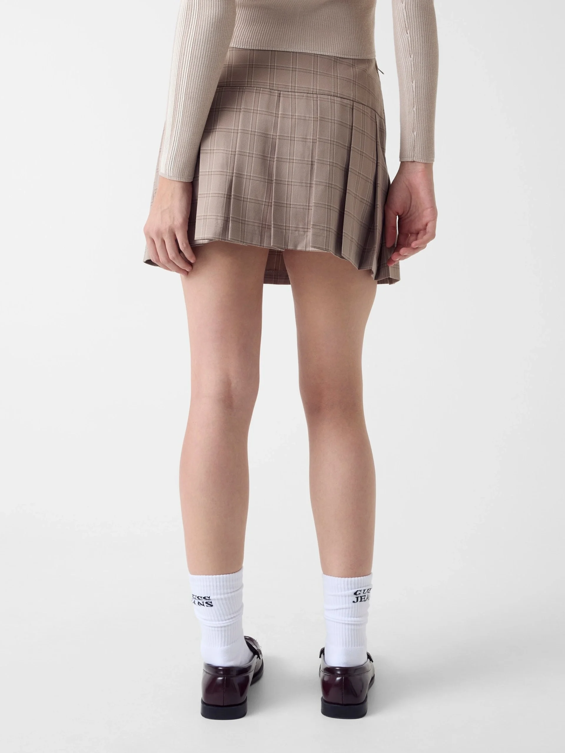 Saia com Pregas Taupe Xadrez - Guess Jeans 2