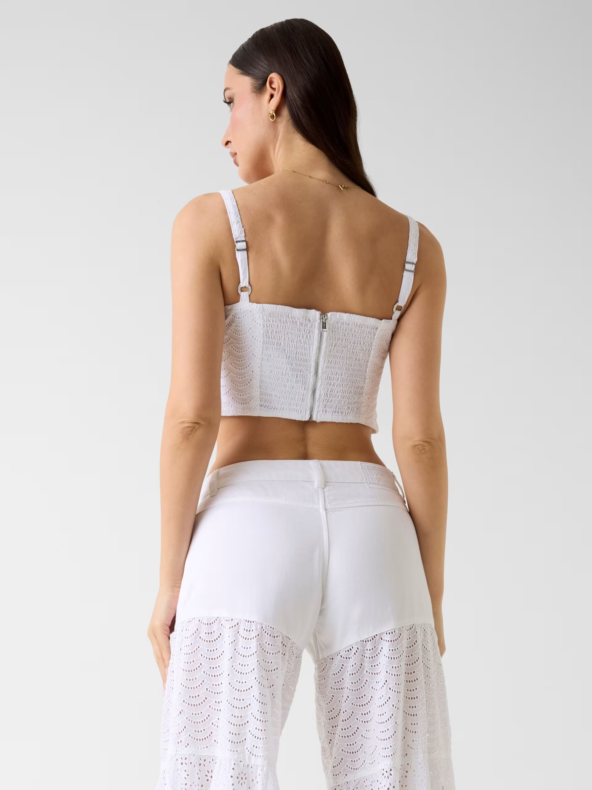 Crop Top em Bordado Inglês Branco - Guess   3