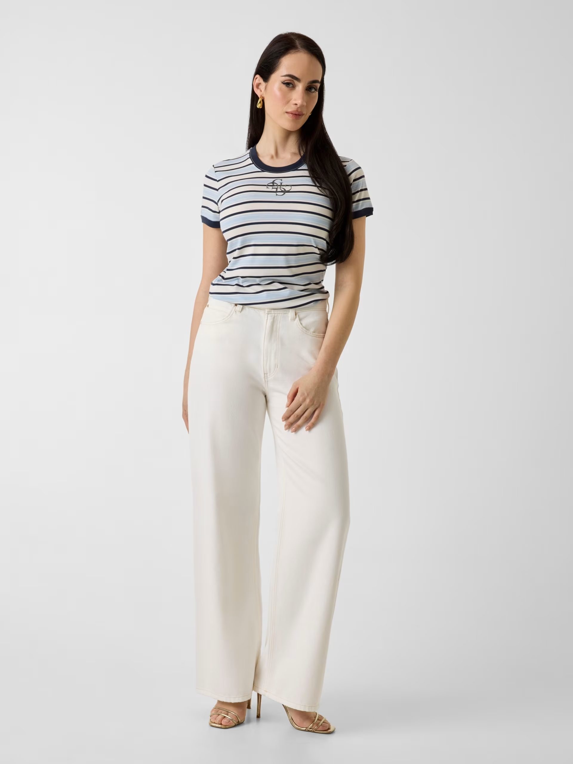 T-shirt Riscas Largas Azul e Branco - Guess 2