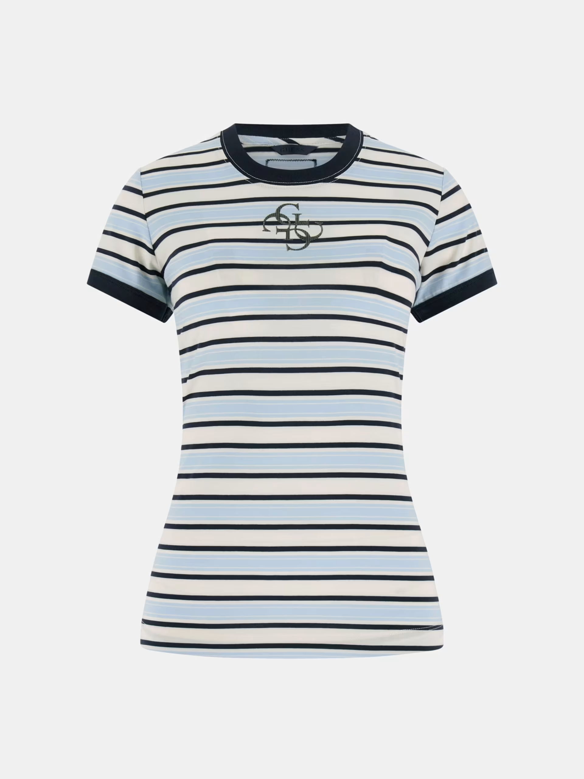 T-shirt Riscas Largas Azul e Branco - Guess 5