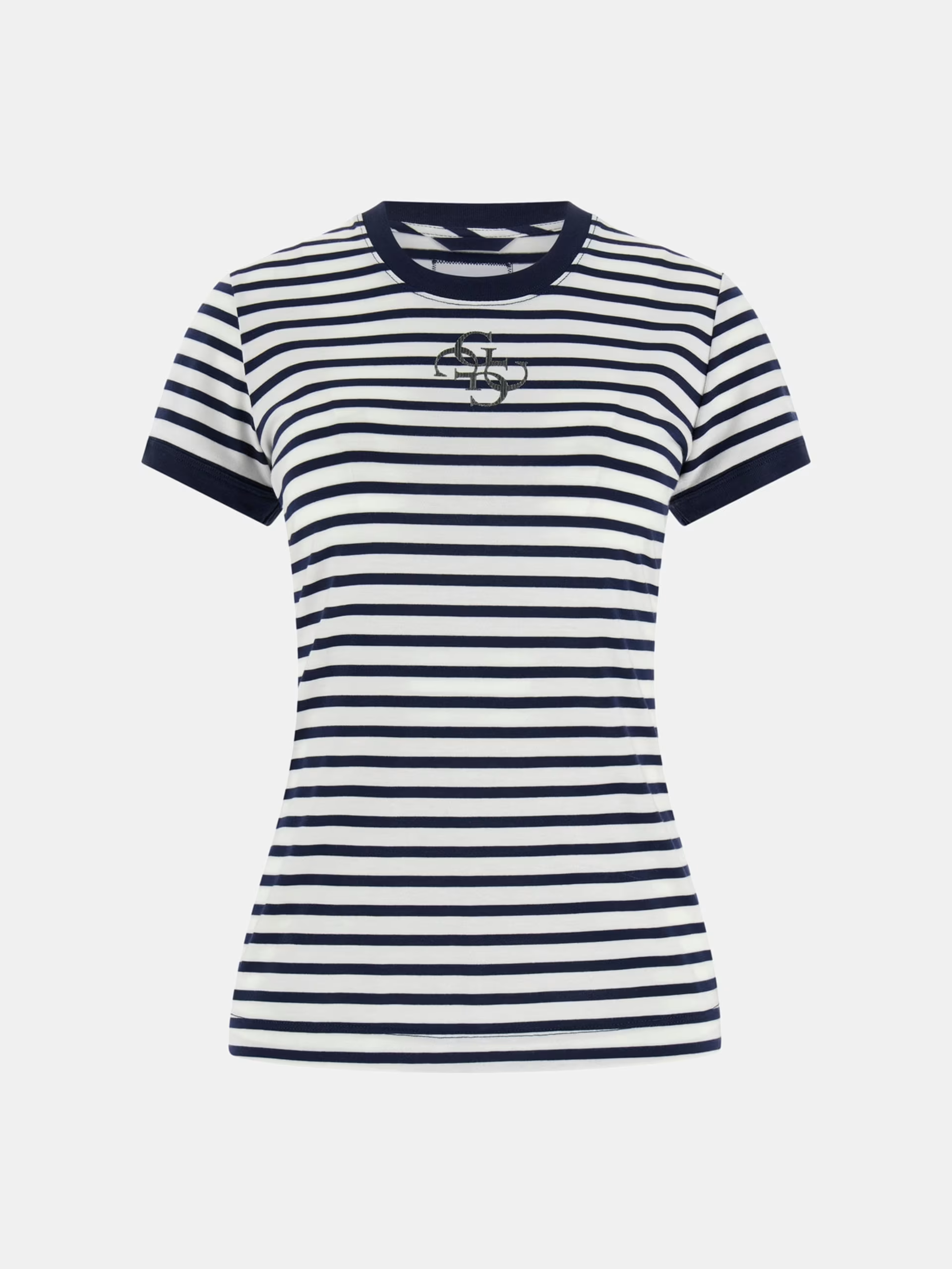 T-shirt Riscas Finas Azul e Branco - Guess  4