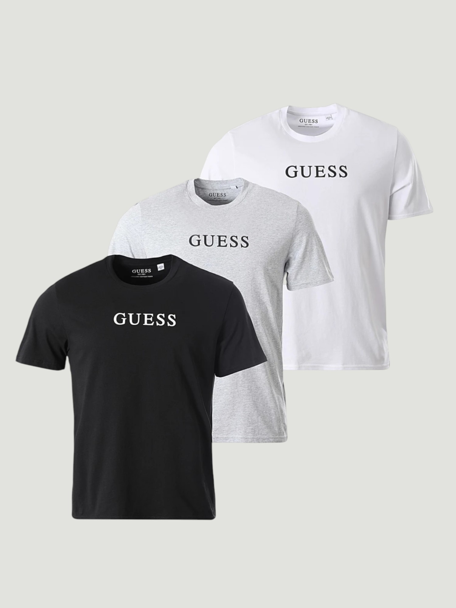 Pack 3 T-shirts Preto, Branco e Cinza - Guess  1