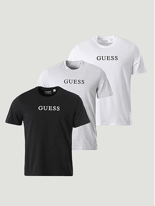 Pack 3 T-shirts Preto, Branco e Cinza - Guess 