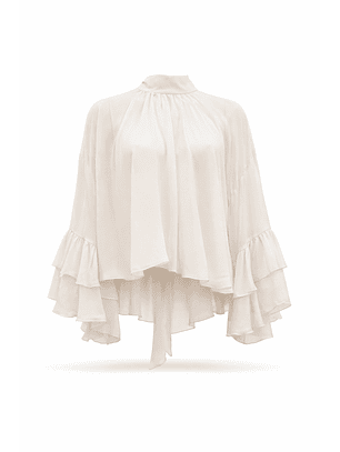 Blusa com Folhos Pérola - SAHOCO