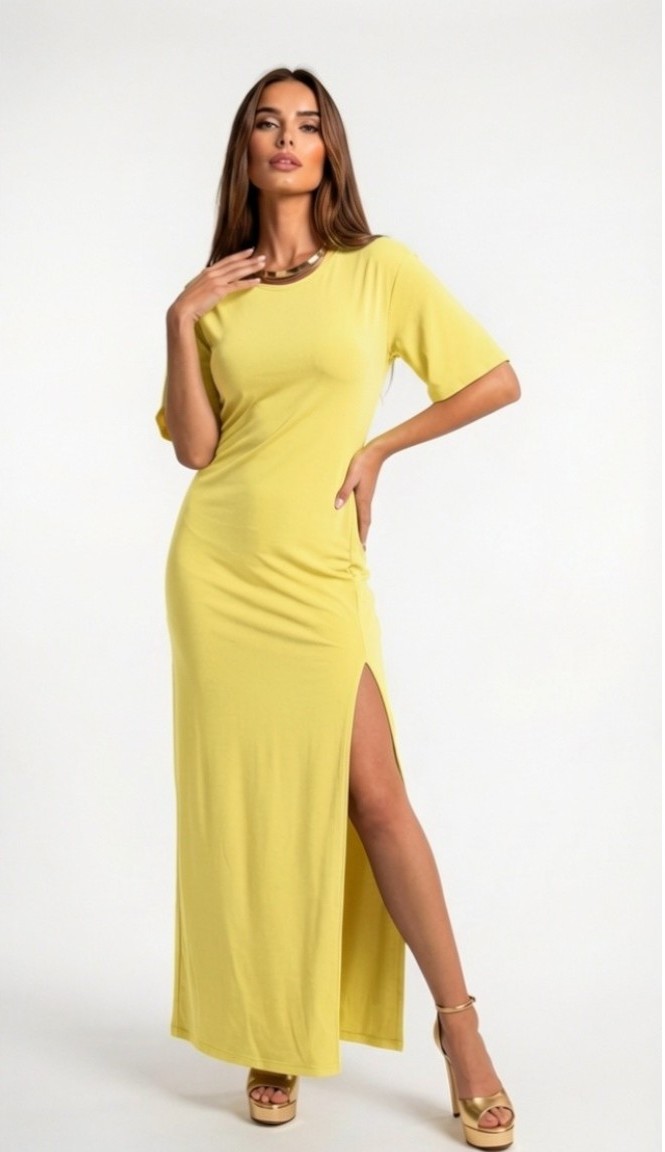 Vestido Comprido com Colar Amarelo - SAHOCO  1