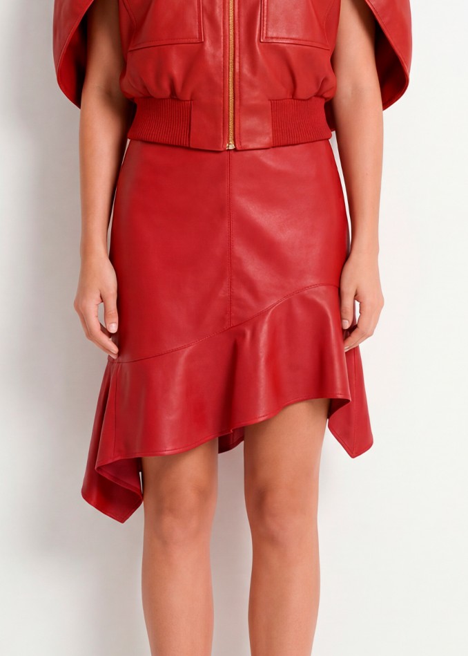 Saia em Pele Curta Vermelho - SAHOCO  1