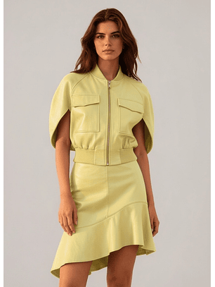 Saia em Pele Curta Amarelo - SAHOCO