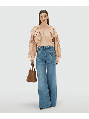 Blusa com Folhos BODINA Nude - Josh V