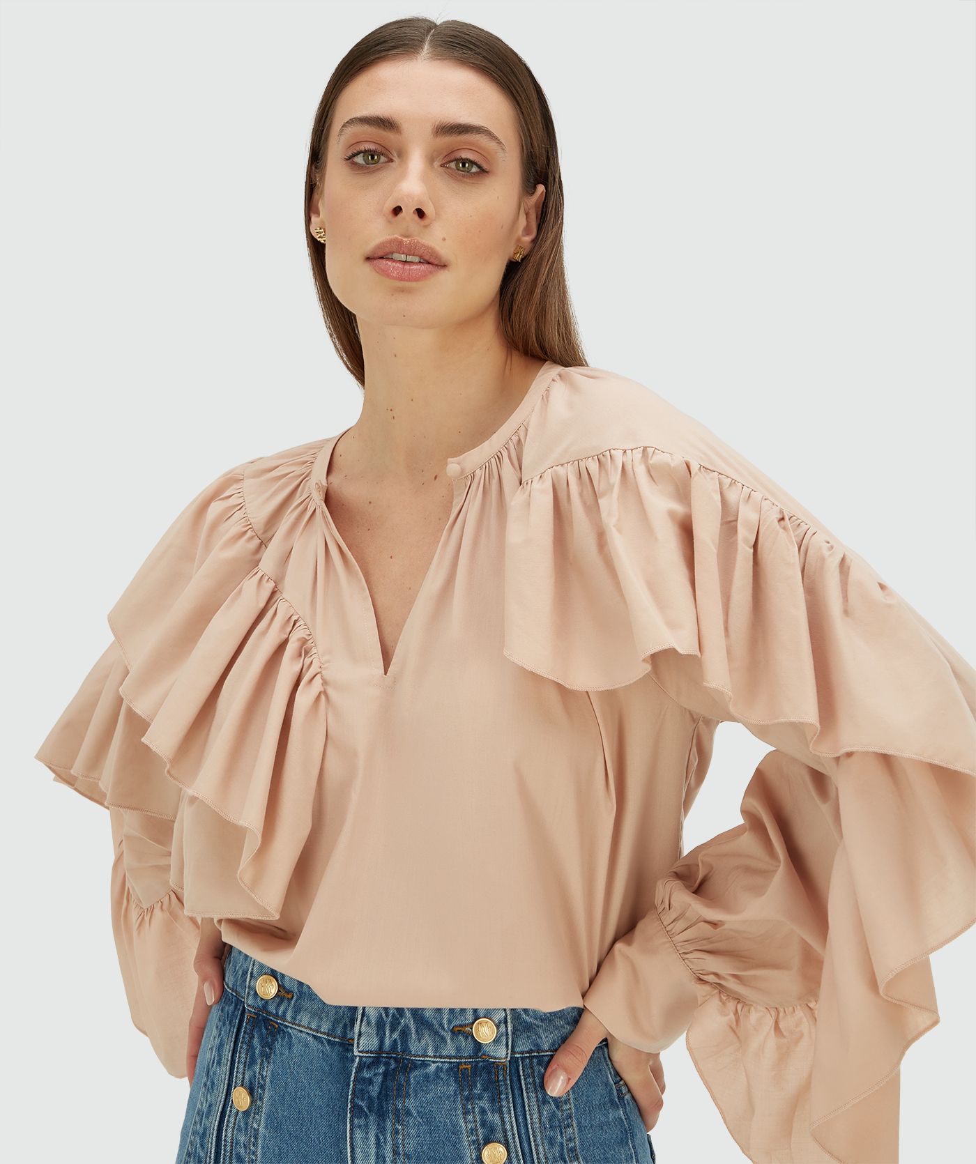 Blusa com Folhos BODINA Nude - Josh V 4