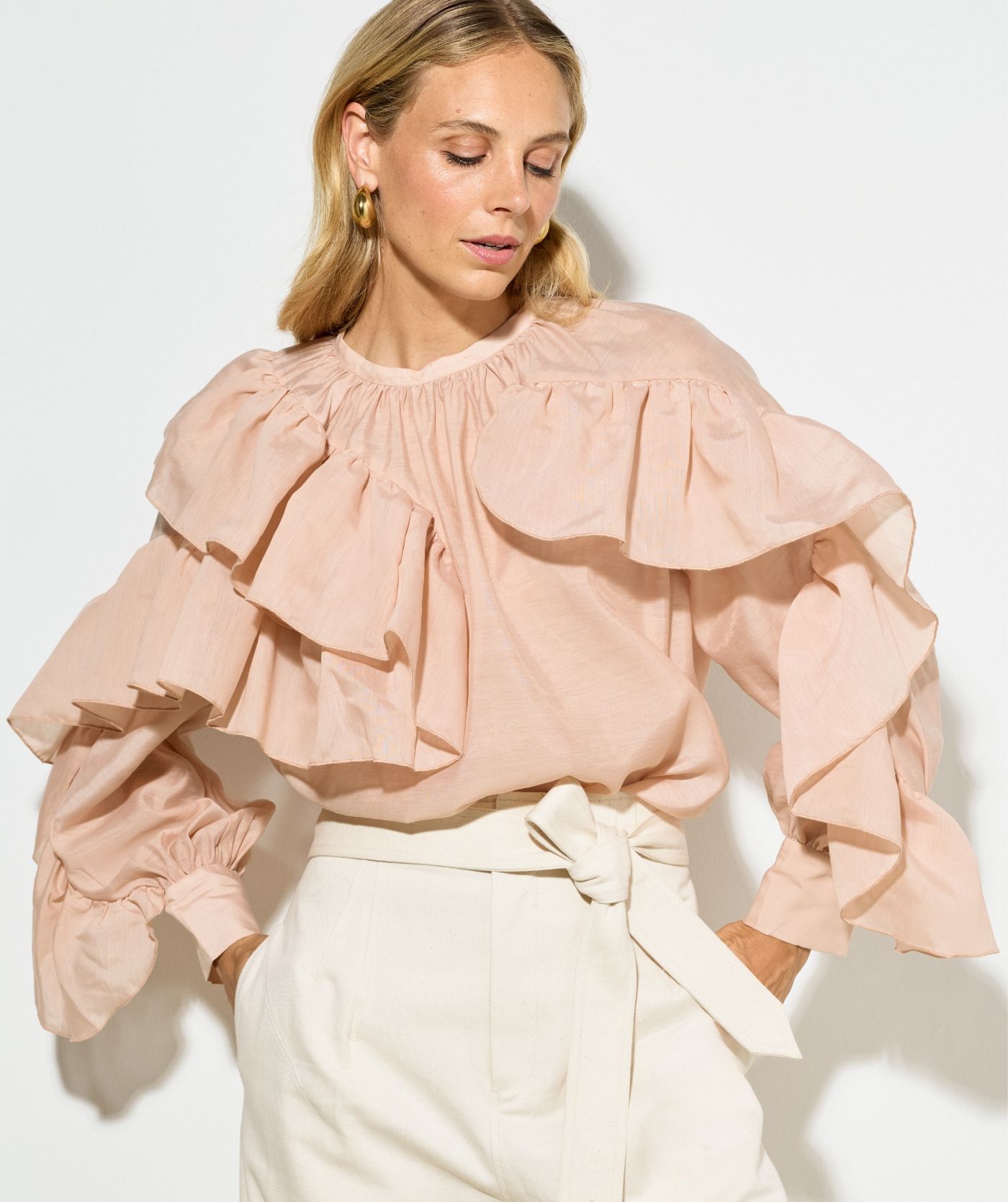 Blusa com Folhos BODINA Nude - Josh V 7