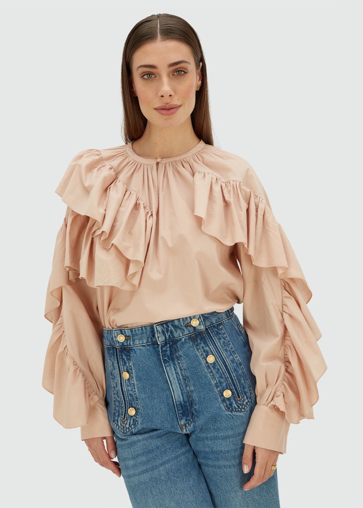 Blusa com Folhos BODINA Nude - Josh V 1