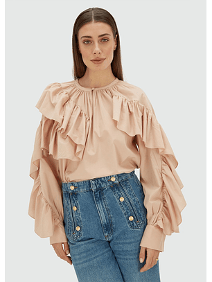 Blusa com Folhos BODINA Nude - Josh V