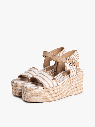 Sandália de Cunha 9284 Riscas Bege - Tommy Hilfiger
