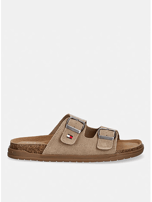 Chinelo FRANCIS em Pele Bege - Tommy Hilfiger