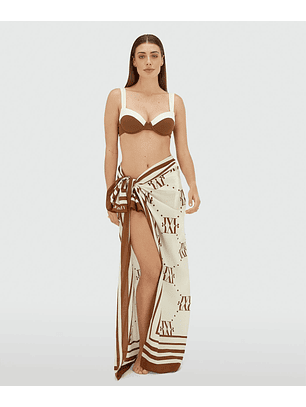 Lenço Pareo POPINA Creme e Castanho - Josh V