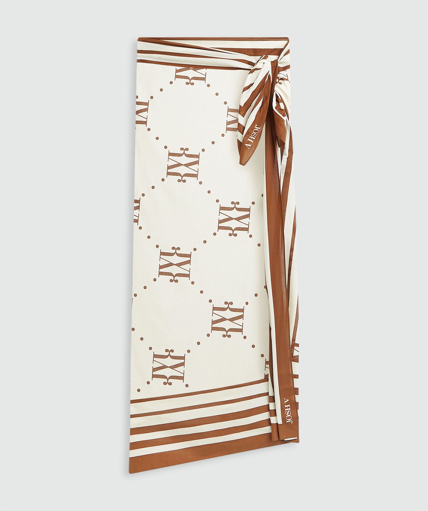 Lenço Pareo POPINA Creme e Castanho - Josh V 1