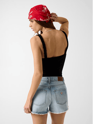 Top de Alças com Renda Preto - Guess Jeans