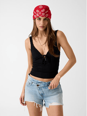 Top de Alças com Renda Preto - Guess Jeans