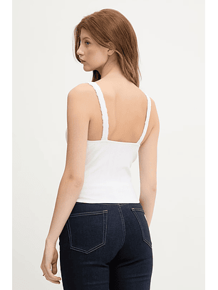 Top de Alças com Renda Branco - Guess Jeans