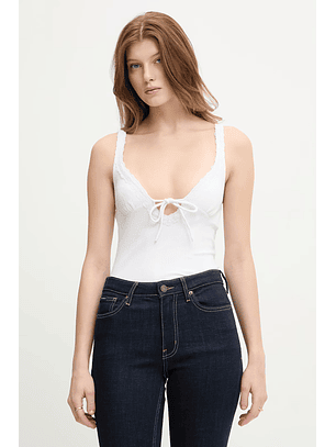 Top de Alças com Renda Branco - Guess Jeans
