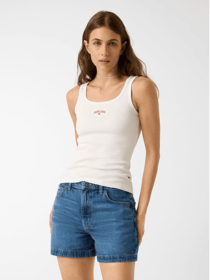 Top de Cavas Canelado Branco - Guess Jeans