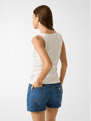 Top de Cavas Canelado Branco - Guess Jeans