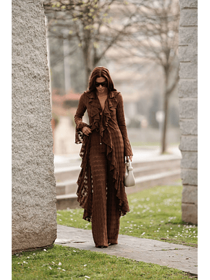 Calças de Renda Castanho - SAHOCO