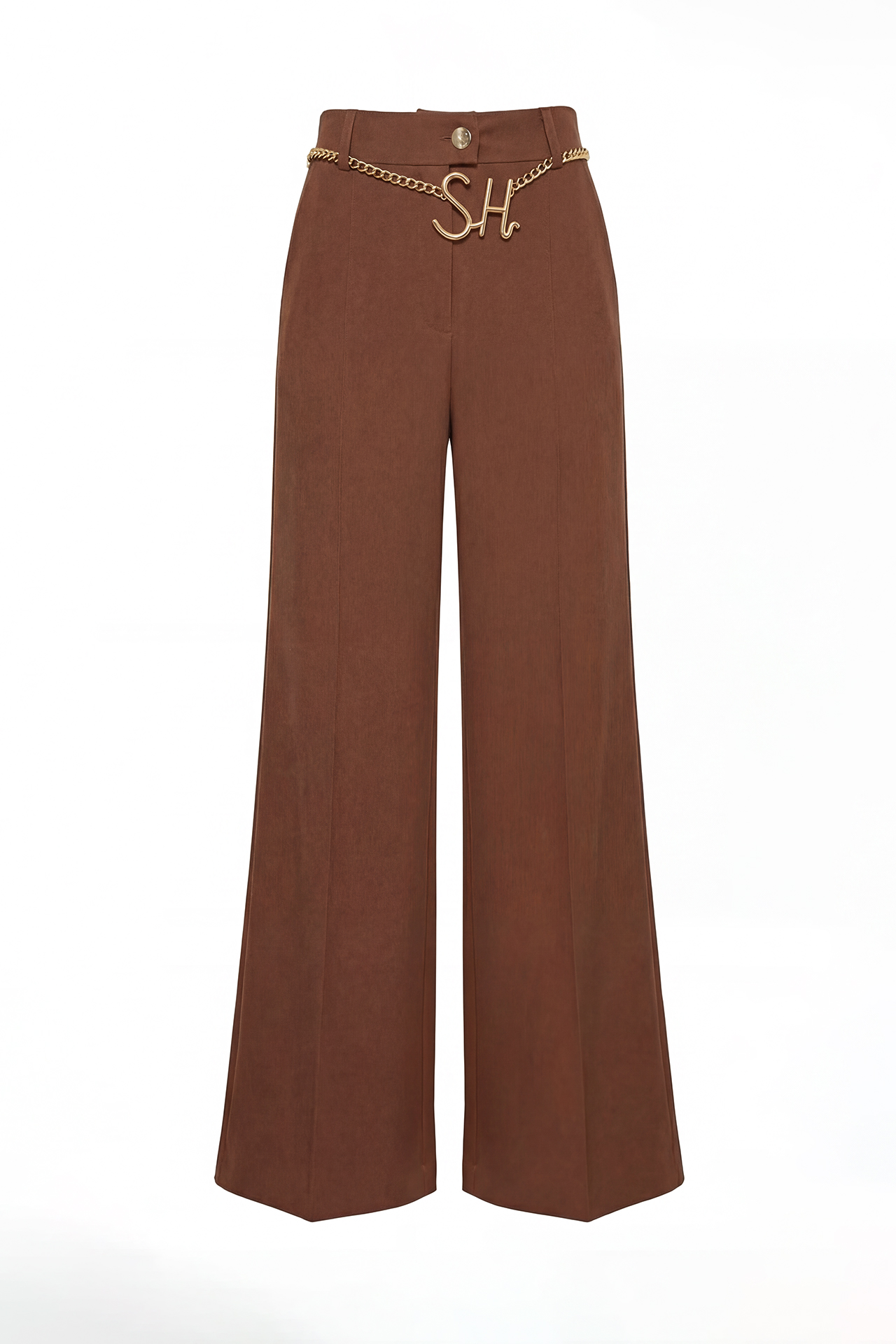 Calças Wide Leg com Pregas Castanho - SAHOCO  3