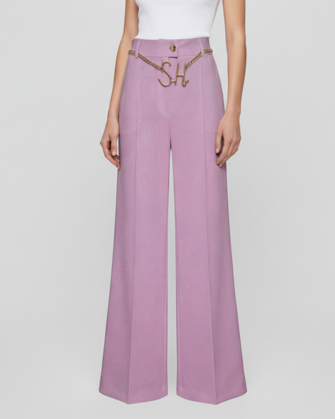 Calças Wide Leg com Pregas Lilás - SAHOCO 1