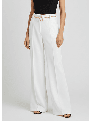 Calças Wide Leg com Pregas Branco - SAHOCO