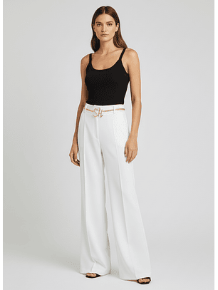 Calças Wide Leg com Pregas Branco - SAHOCO