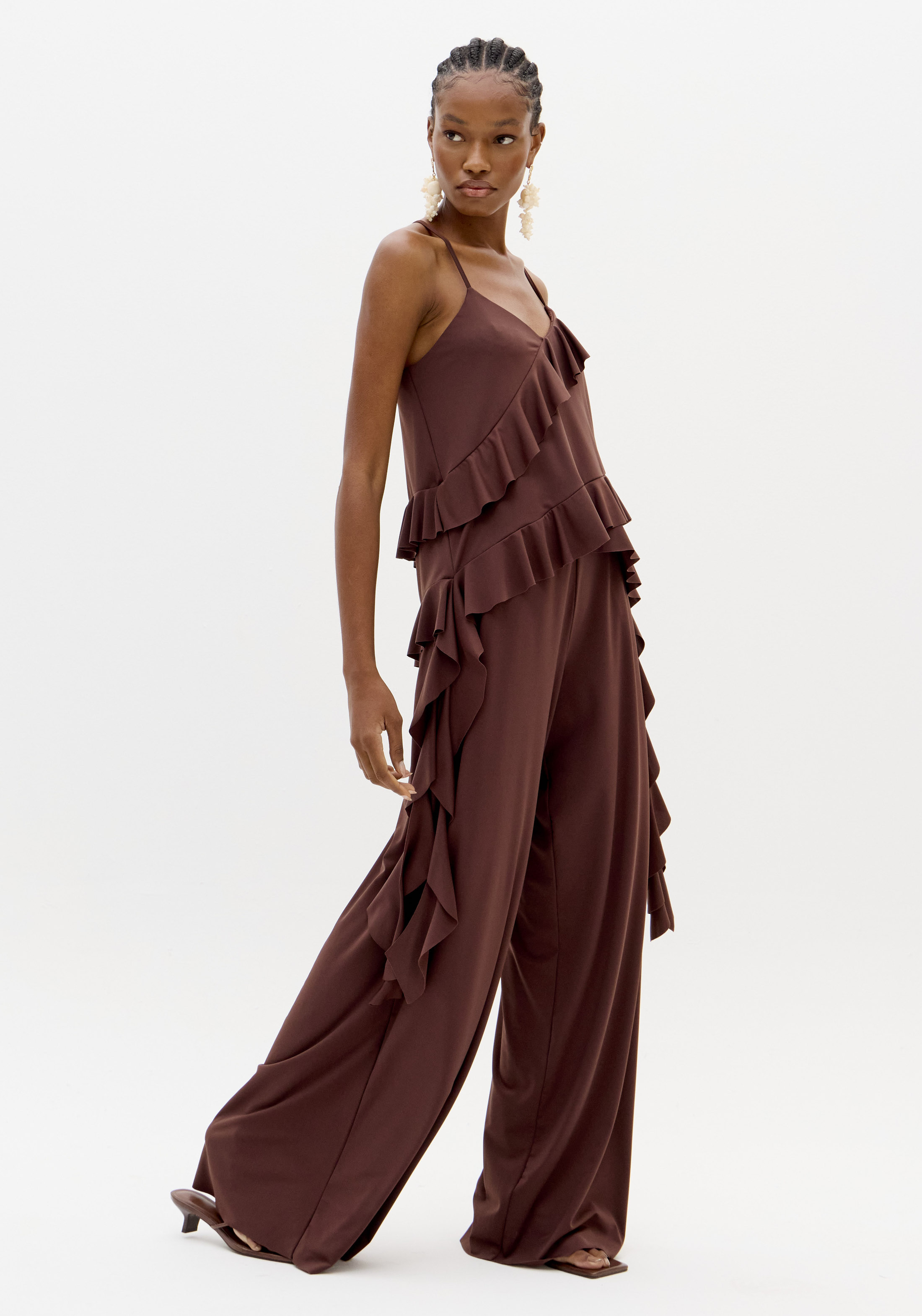 Pantalonas Malha Fria Castanho - Lança Perfume 4