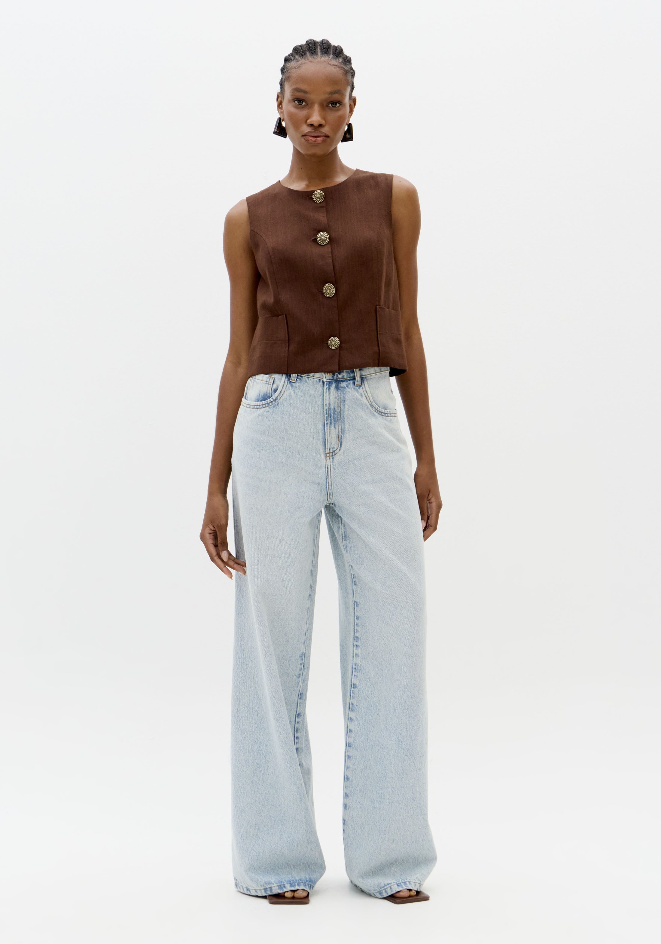 Calças Wide Leg Ganga Clara - Lança Perfume 4