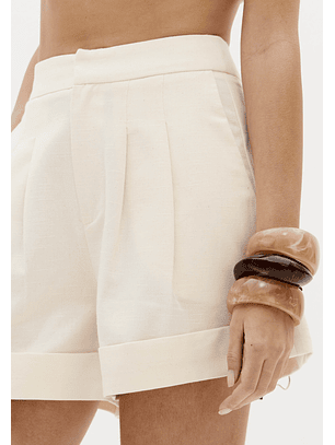 Calções com Dobra Bege - Lança Perfume