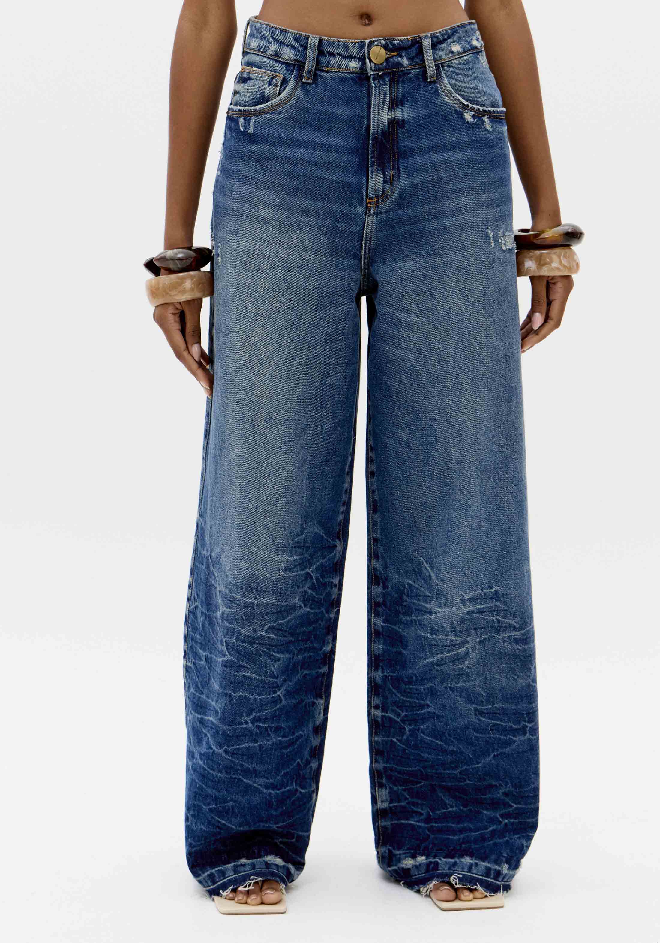 Calças Wide Leg em Ganga - Lança Perfume  1