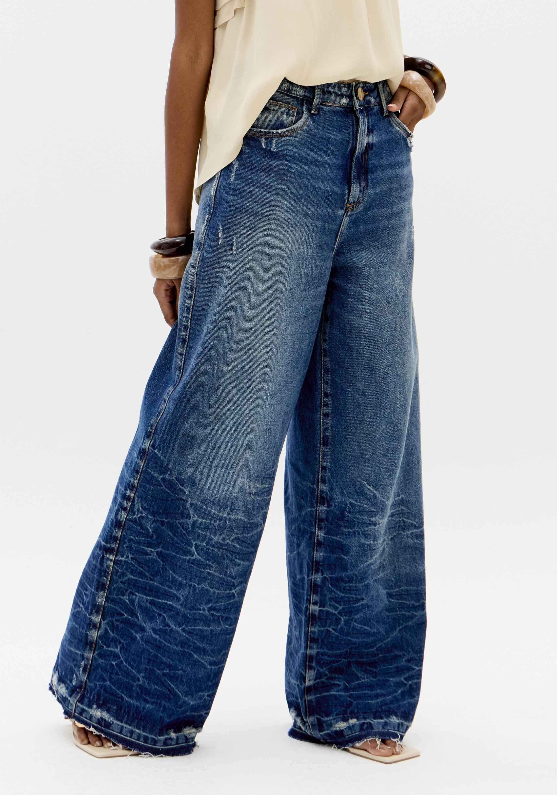 Calças Wide Leg em Ganga - Lança Perfume  7