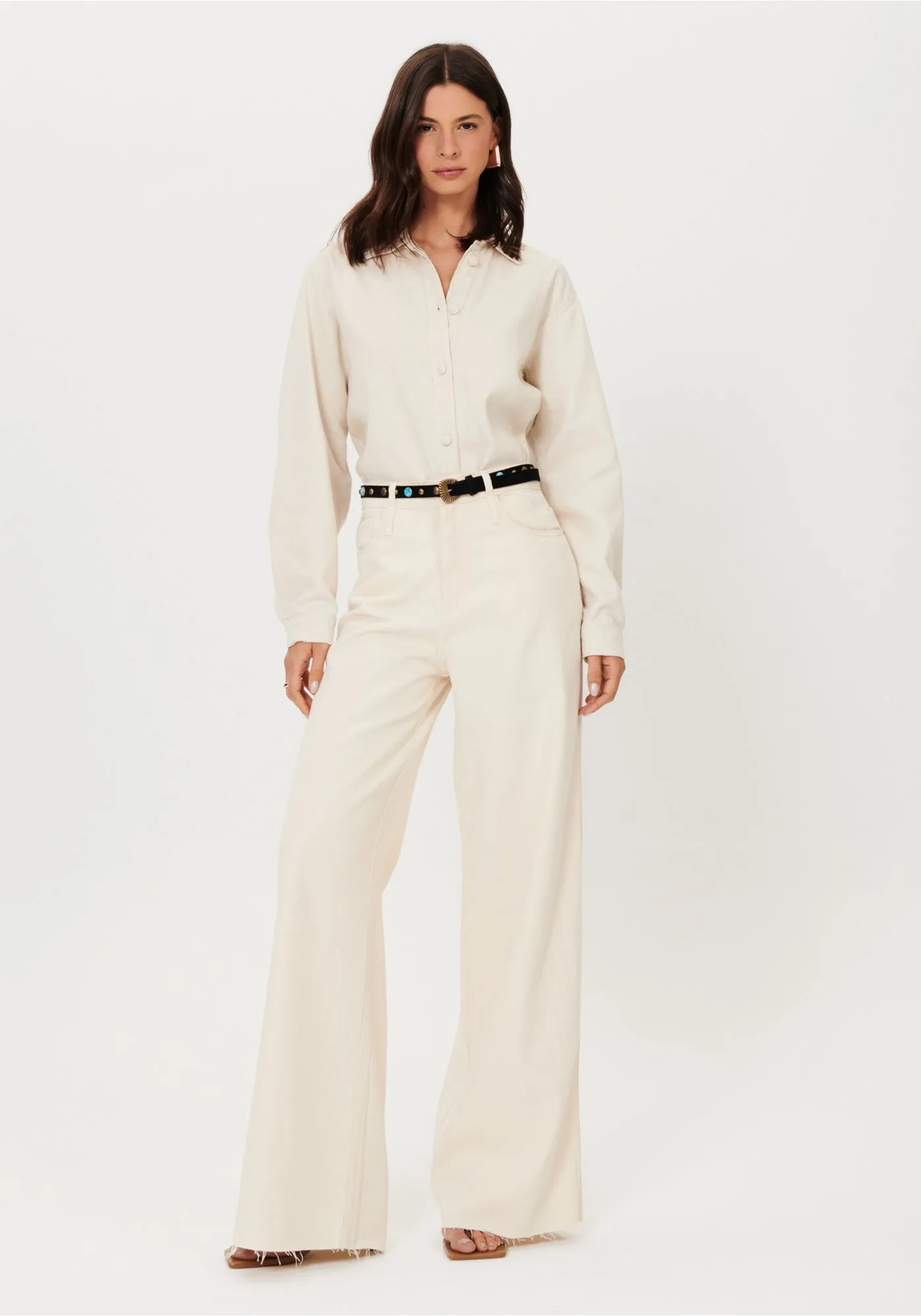 Calças Wide Leg com Cinto Creme - Lança Perfume 2