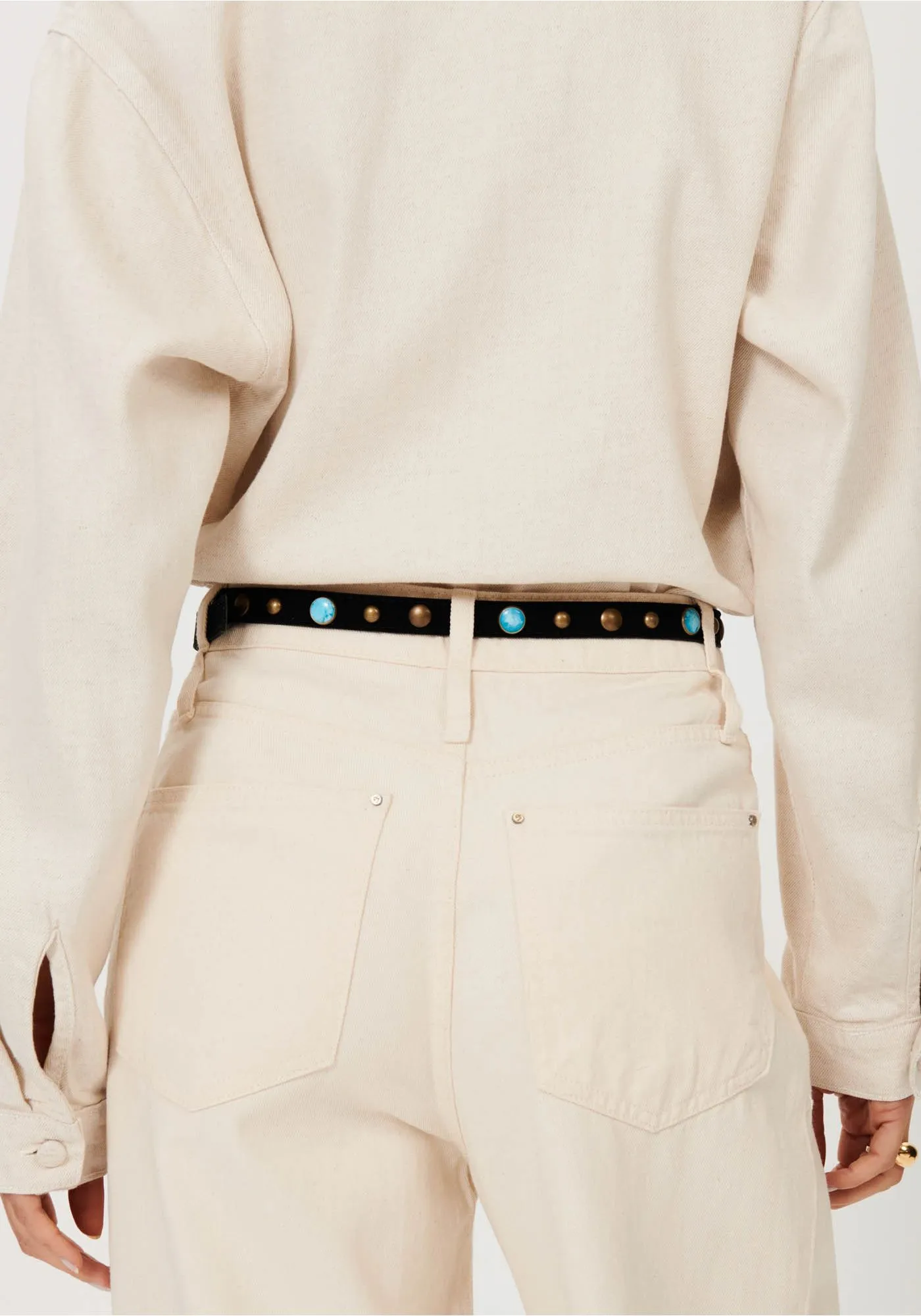 Calças Wide Leg com Cinto Creme - Lança Perfume 5