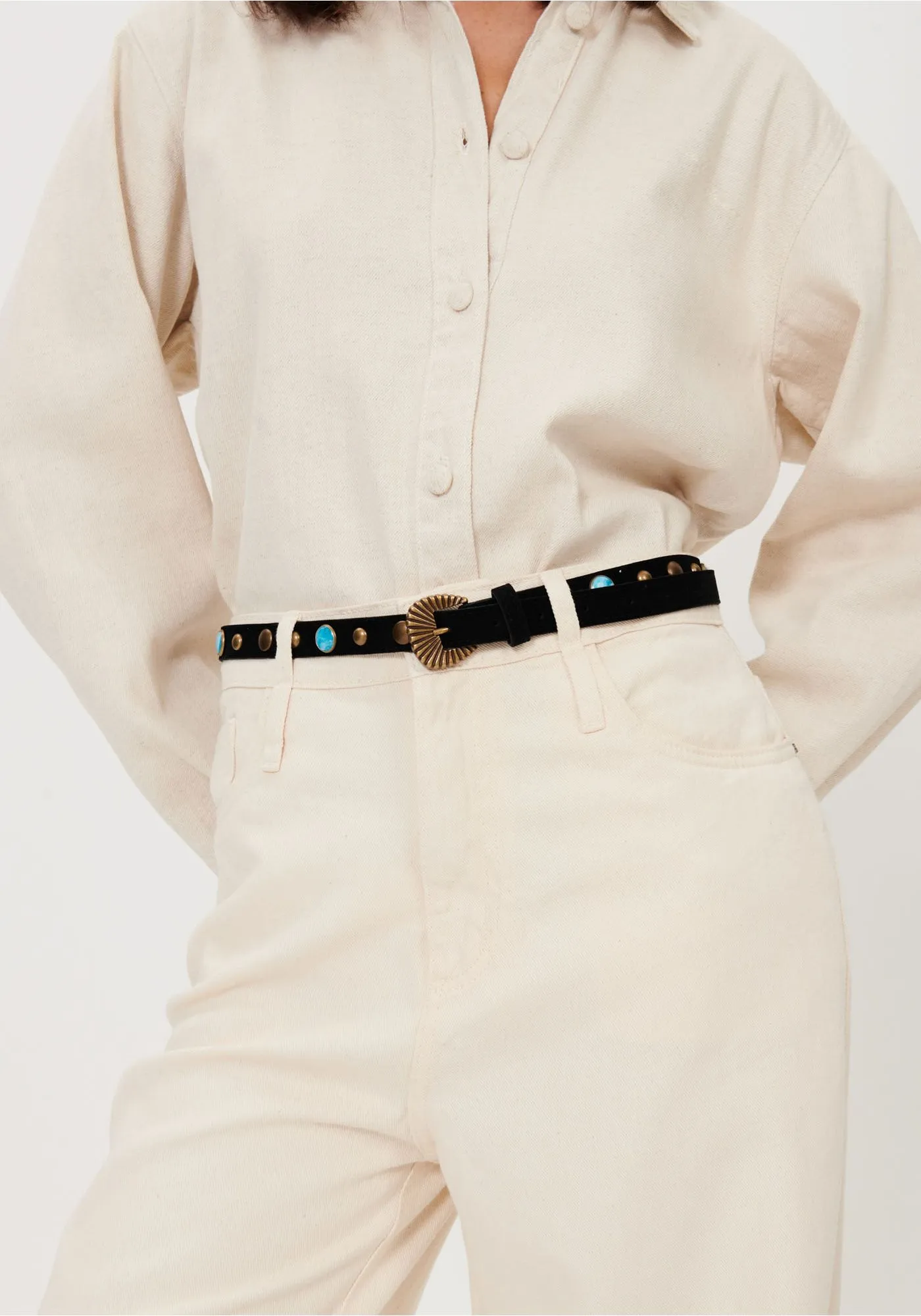 Calças Wide Leg com Cinto Creme - Lança Perfume 6