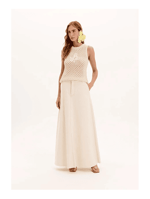 Saia Comprida em Sarja Creme - Lança Perfume