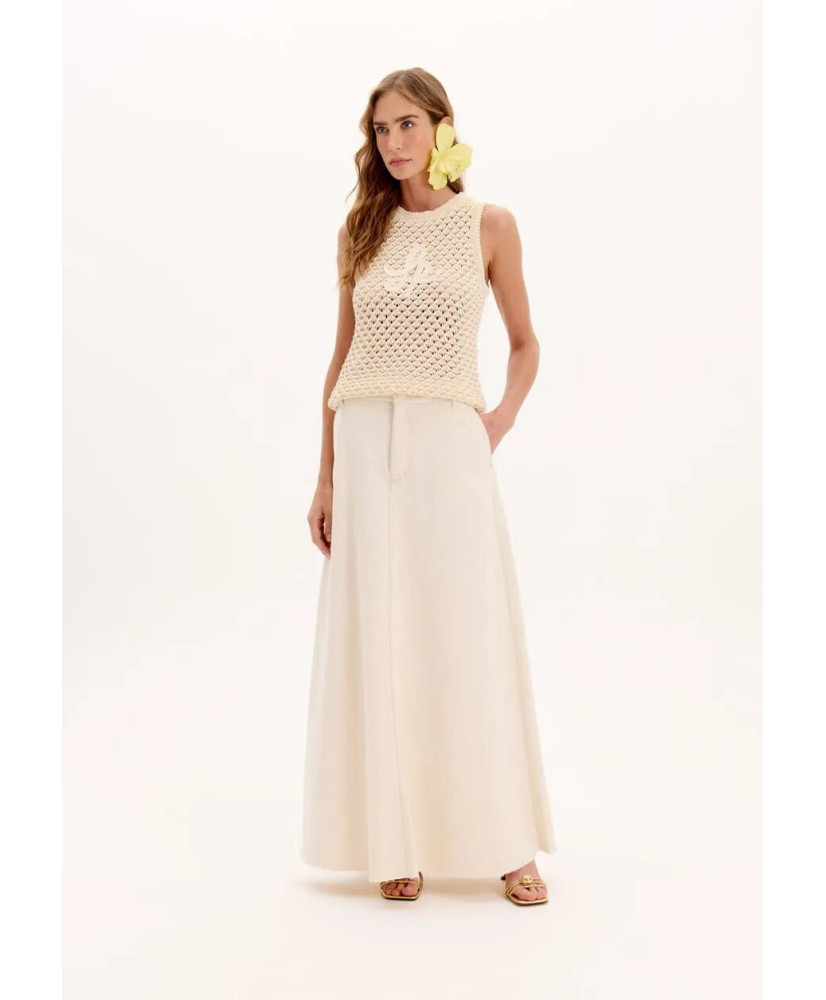 Saia Comprida em Sarja Creme - Lança Perfume 2