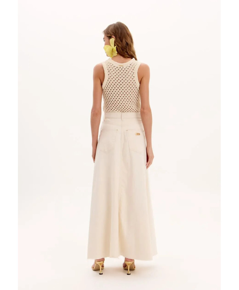 Saia Comprida em Sarja Creme - Lança Perfume 3