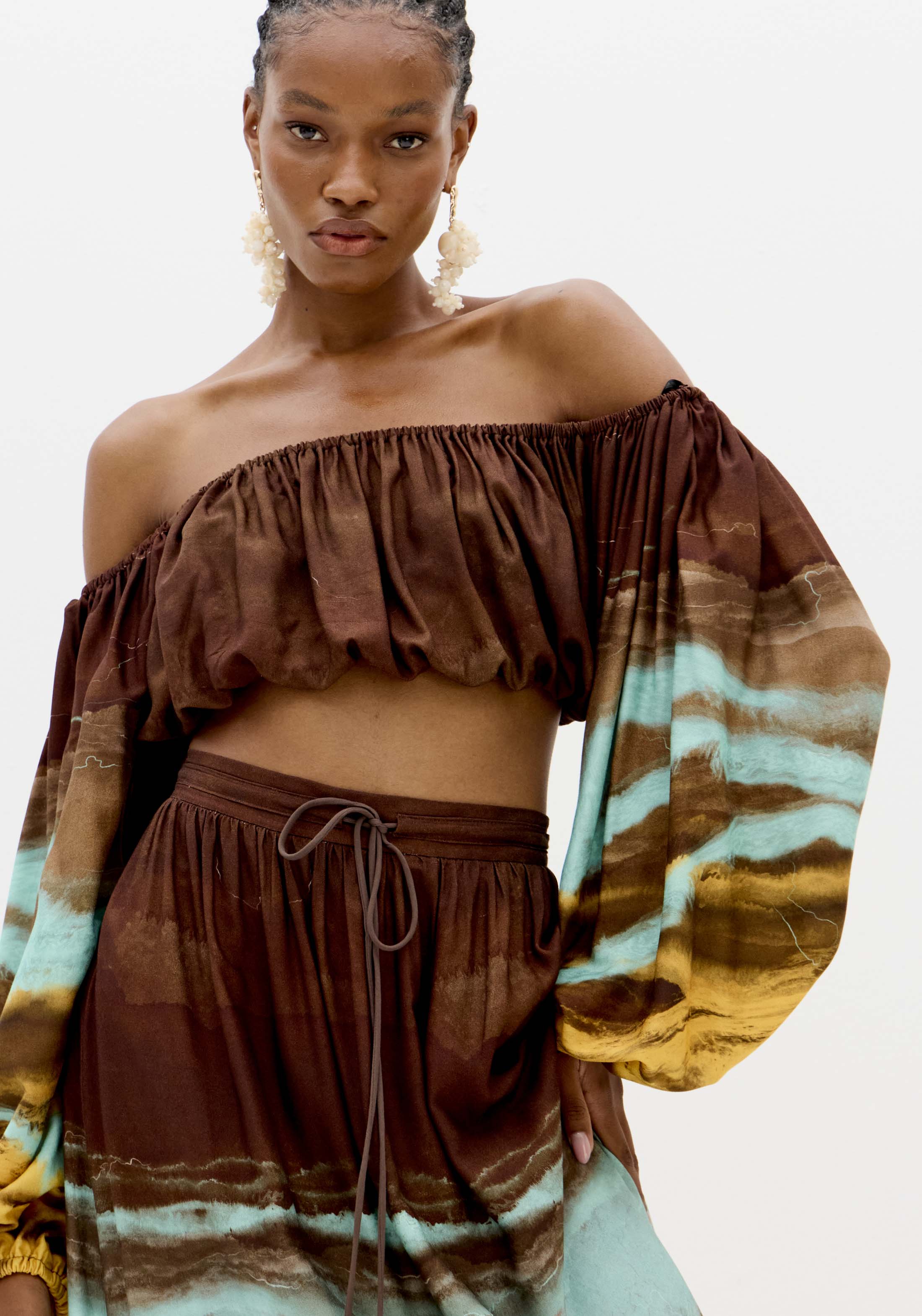 Saia Comprida MARBLE Castanho e Turquesa - Lança Perfume 6