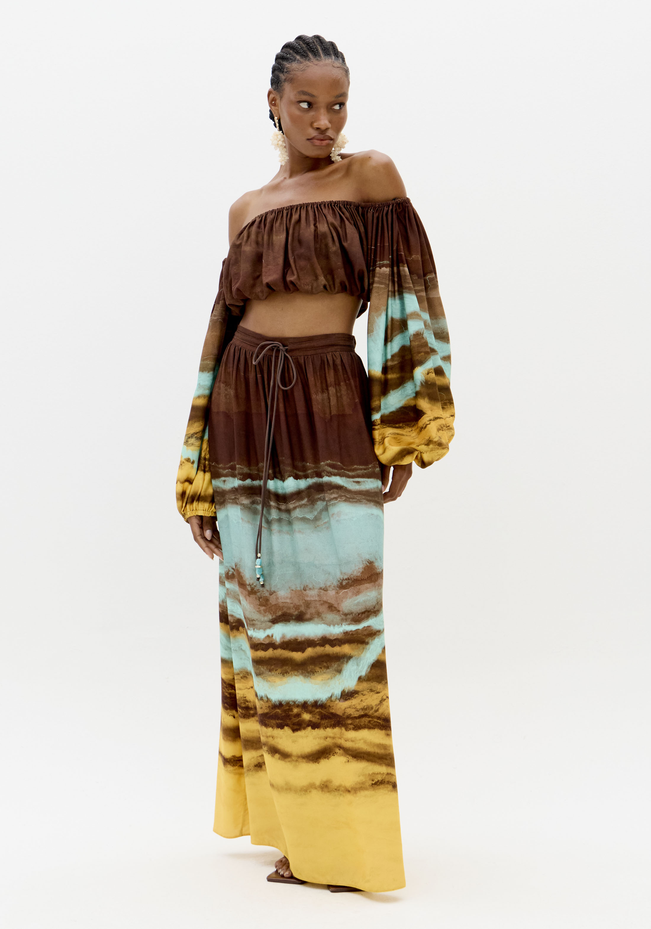 Saia Comprida MARBLE Castanho e Turquesa - Lança Perfume 2